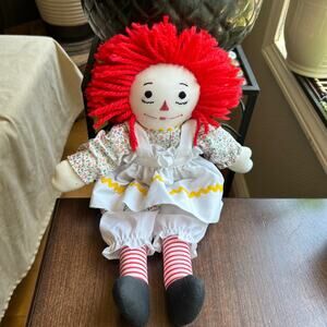 Vintage Raggedy Ann handmade Red Striped Legs 15 In